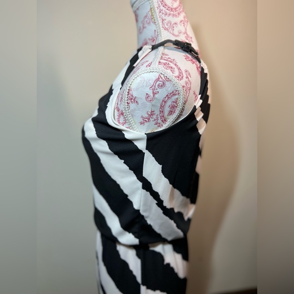 Kenneth Cole ZEBRA Black White Wide Stripe Maxi Dress size XXS FALL 2024 style - Picture 3 of 8